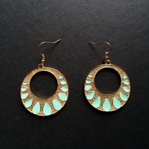 Gold/Turquoise Earrings - Never Worn