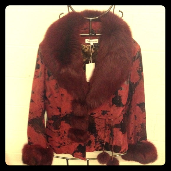 Suede leather jacket w/ fur cuff (removable fur)