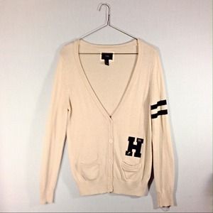 Cream Varsity Cardigan