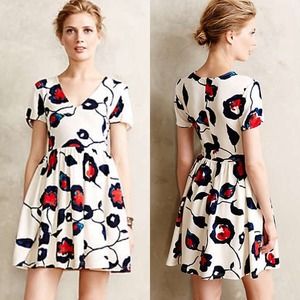 Anthropologie Painted Poppies Dress