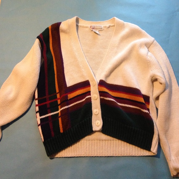 Oversize vintage color block cardigan