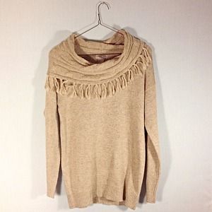 Cowl Neck Fringe Sweater