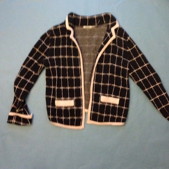 Checker print sweater jacket