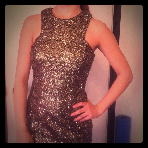 Metallic gold cocktail dress