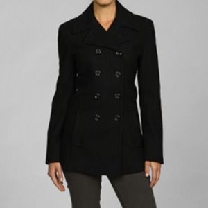 Black Double Breasted Peacoat