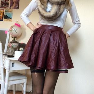 TKSTYLE red pleather skirt