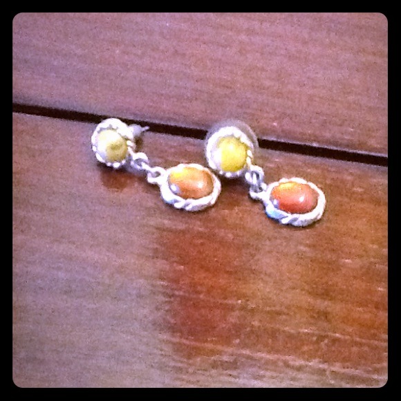 Vintage yellow and amber drop earrings