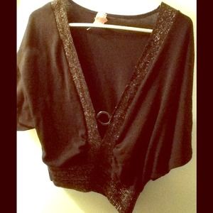 Black & Gold Sweater Midriff Top