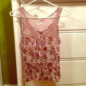 Floral and Laced Tank Top