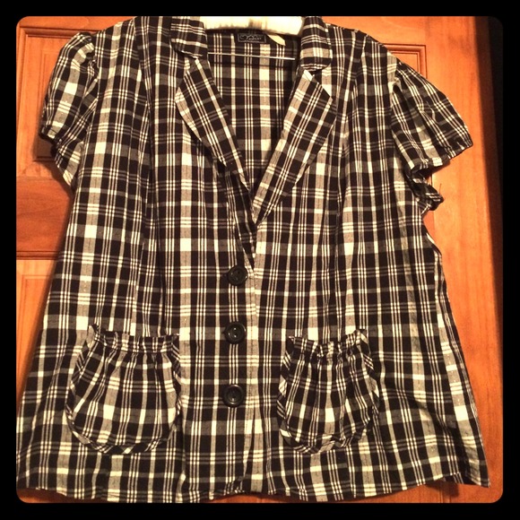 Black and white dress coat.