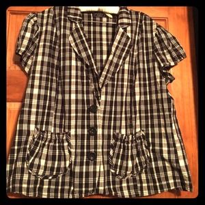 Black and white dress coat.