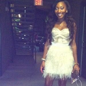 Bebe studded Isis feathered dress XXS