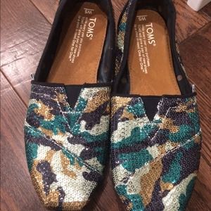 Sequin camouflage Toms from Neiman Marcus