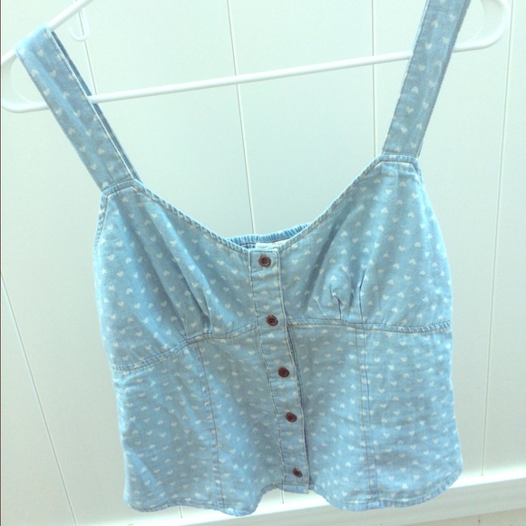 Blue/white heart crop top