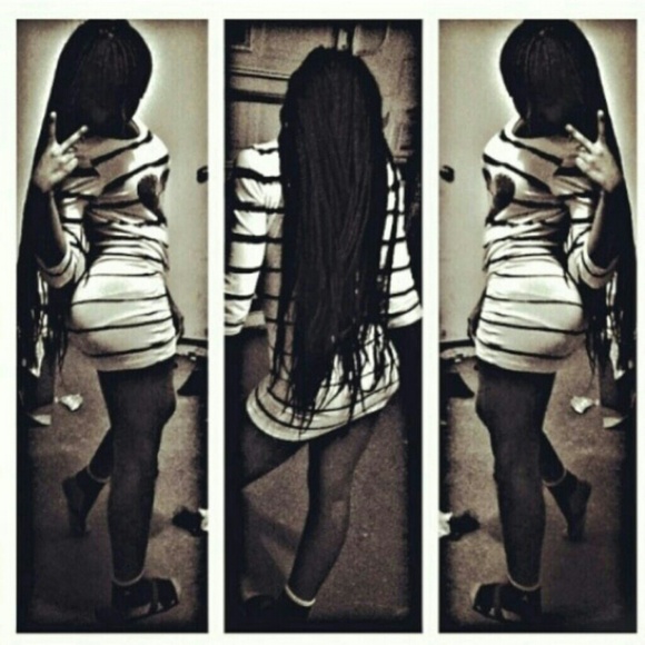 black and white striped dress