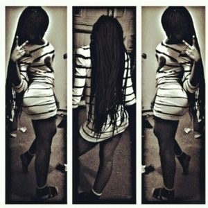 black and white striped dress