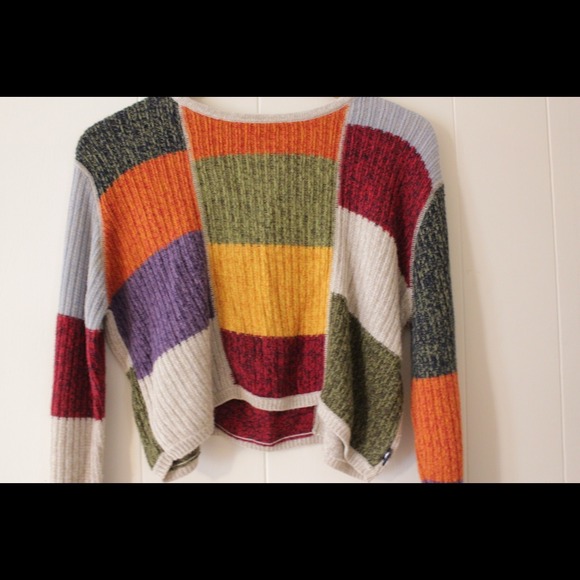 SOLD : ribbed cotton blend cropped 90's sweater s - Picture 2 of 4