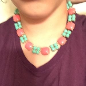 Brand new w/tags teal and peach j crew necklace