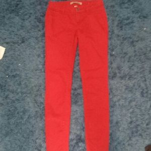 Red skinny jeans