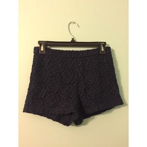 Crocheted high waisted shorts.