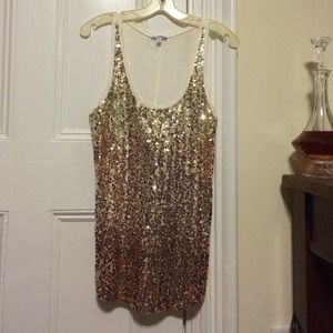 Express Long Gold Sequence Tank