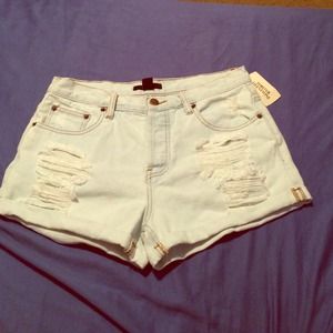 High waisted denim shorts