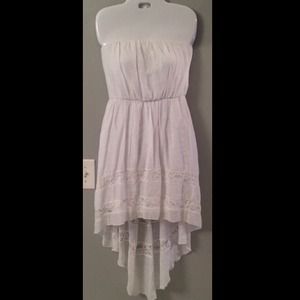 NWOT, white strapless hi-low sundress, size M