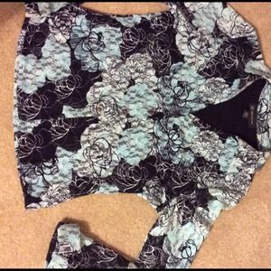 Authentic, NWOT INC Top, Lace Black and Aqua Top🌟