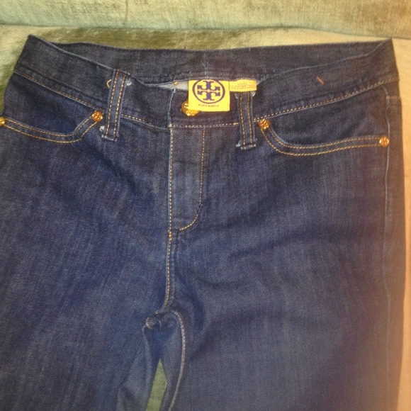 Size 28 Tory Burch boot cut blue jeans