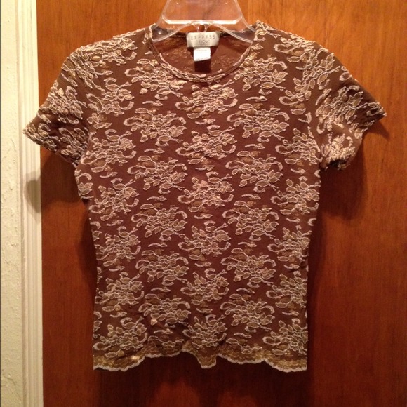 Express top beautiful flower design beige on brown
