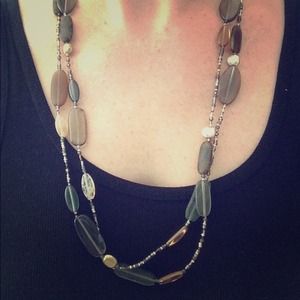 Silpada labrodite, glass and brass necklace