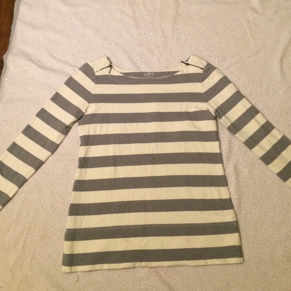 Grey and white striped long sleeve top