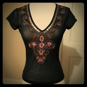 *SOLD* Express Midnight Blue Beaded Top