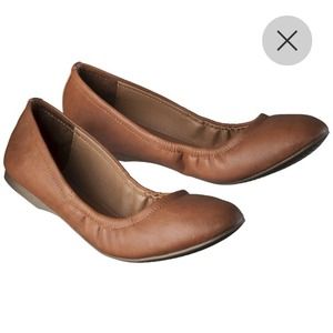 Cognac Mossimo Scrunch Ballet Flats