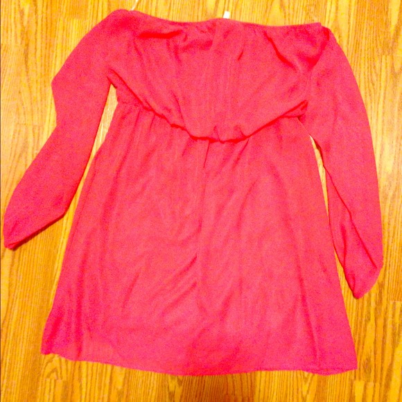 Off the shoulder coral dress