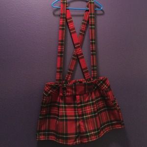 Plaid overall shorts
