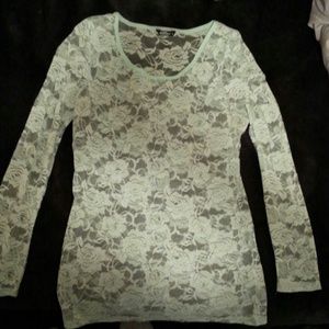 See through (teal) shirt