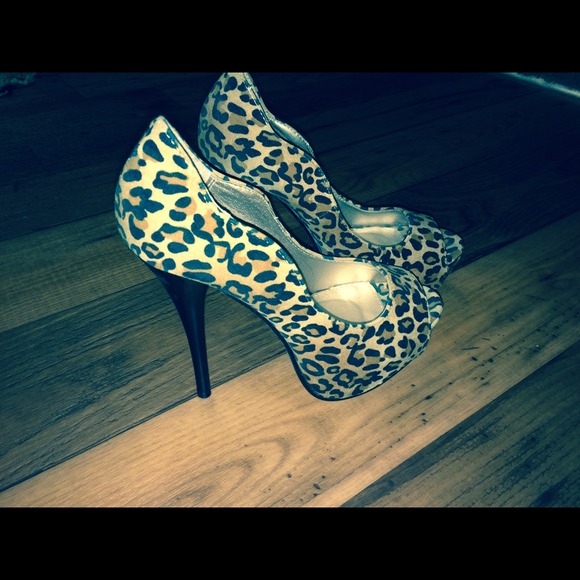 Black & Brown Leopard Print "Qupid" High Heels.