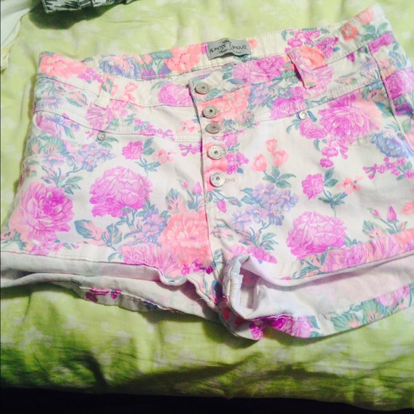 High waisted floral shorts