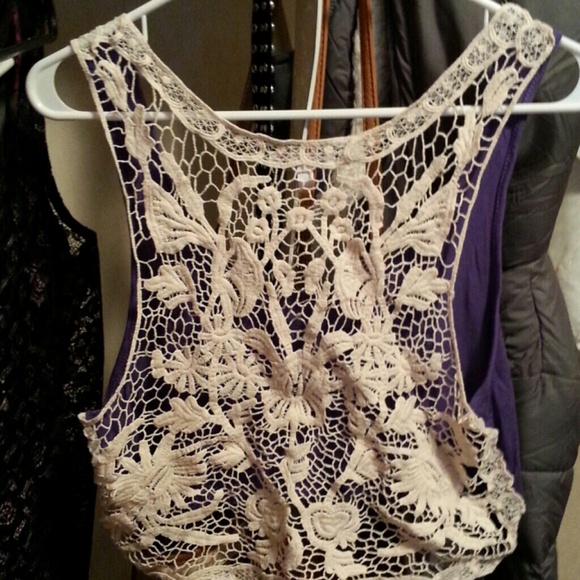 Purple w. Knitted fabric-Crop Top