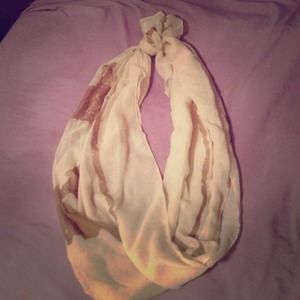 Thin White and Brown Scarf
