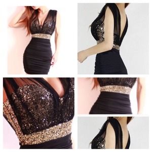 🚫 SOLD🚫New black and gold dress!!💲✂️