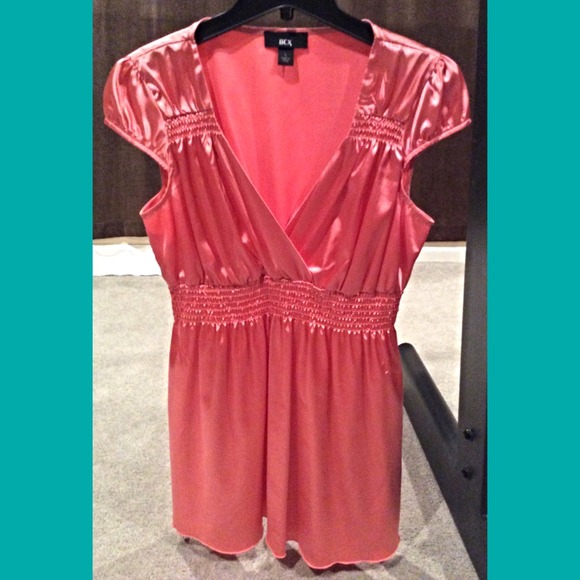 BCX Silky Peach Blouse with Ruching at Bust - Picture 1 of 1