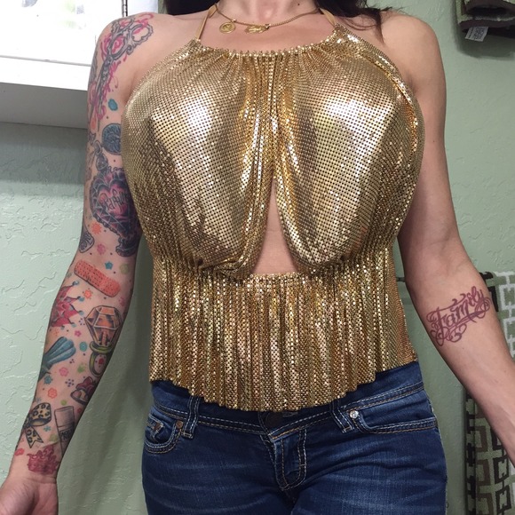 Metallic gold retro top