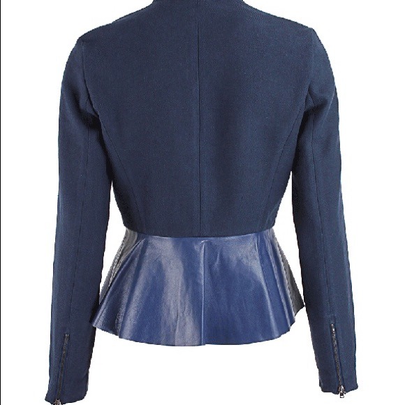 ⛔️SOLD⛔️ Sachin & Babi Blue Leather Tore Jacket - Picture 2 of 3