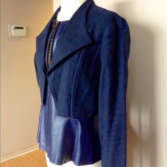 ⛔️SOLD⛔️ Sachin & Babi Blue Leather Tore Jacket - Picture 3 of 3