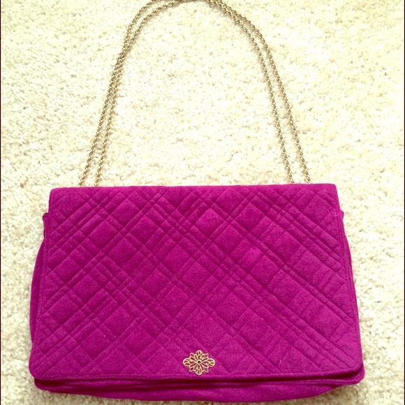 Vintage magenta velvet gold chain purse