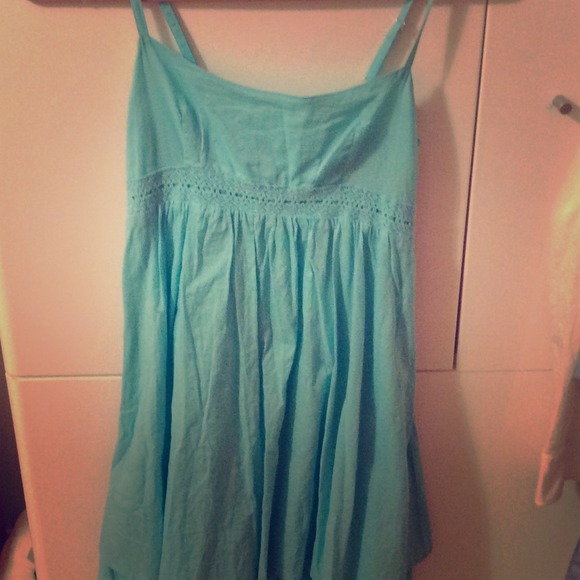 Adorable blue layered dress with detail on bottom
