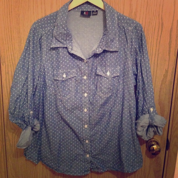 Denim Polka Dot Button Up