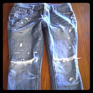 LOFT Torn Boyfriend Jeans